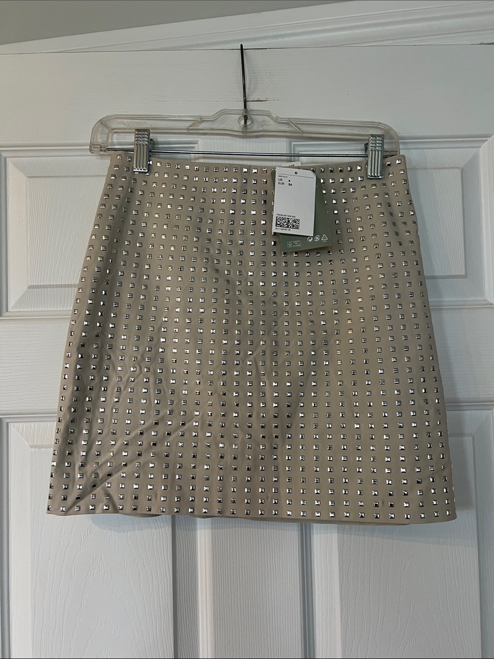H&M Beige Mini Skirt with Silver Studs